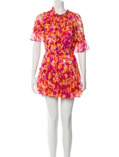 Pre-owned Misa Floral Print Mini Dress In Pink