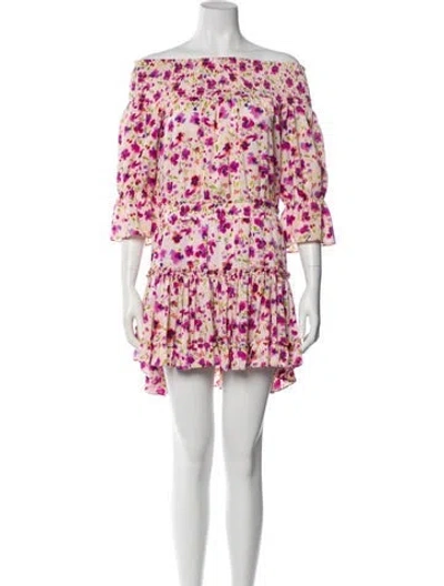 Pre-owned Misa Floral Print Mini Dress In Pink