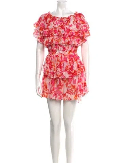 Pre-owned Misa Floral Print Mini Dress In Pink