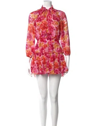 Pre-owned Misa Floral Print Mini Dress In Pink