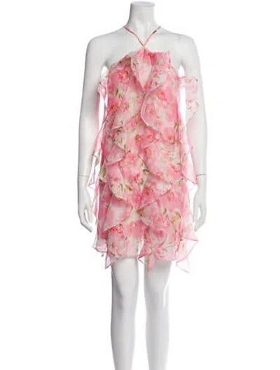 Pre-owned Misa Floral Print Mini Dress In Pink