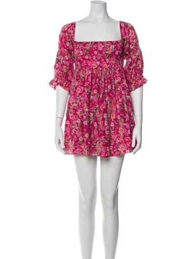 Pre-owned Misa Floral Print Mini Dress In Pink