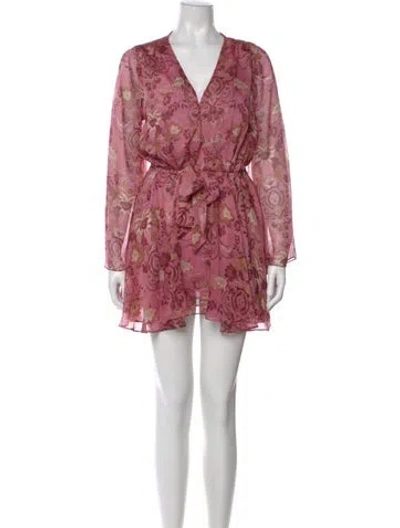 Pre-owned Misa Floral Print Mini Dress In Pink