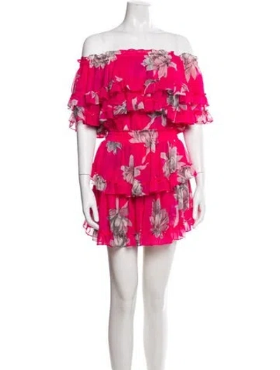 Pre-owned Misa Floral Print Mini Dress In Pink