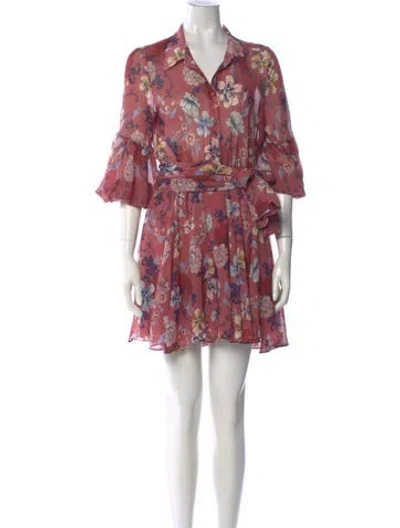 Pre-owned Misa Floral Print Mini Dress In Pink