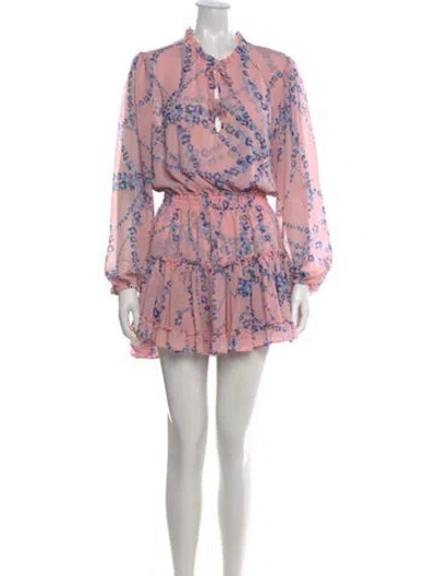Pre-owned Misa Floral Print Mini Dress In Pink