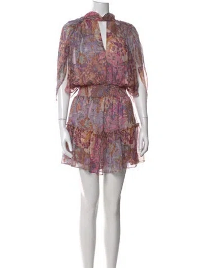 Pre-owned Misa Floral Print Mini Dress In Pink