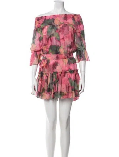 Pre-owned Misa Floral Print Mini Dress In Pink