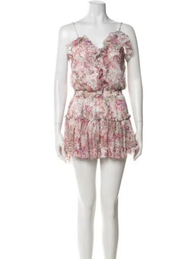 Pre-owned Misa Floral Print Mini Dress In Pink