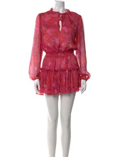 Pre-owned Misa Floral Print Mini Dress In Pink