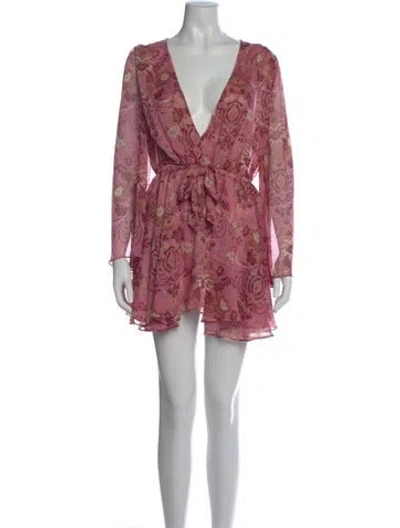 Pre-owned Misa Floral Print Mini Dress In Pink