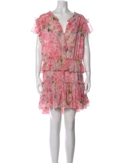 Pre-owned Misa Floral Print Mini Dress In Pink