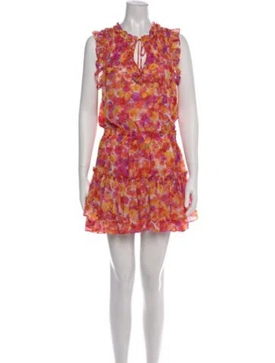 Pre-owned Misa Floral Print Mini Dress In Pink