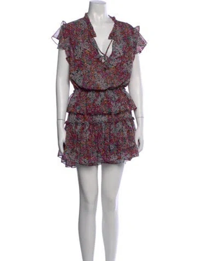 Pre-owned Misa Floral Print Mini Dress In Pink