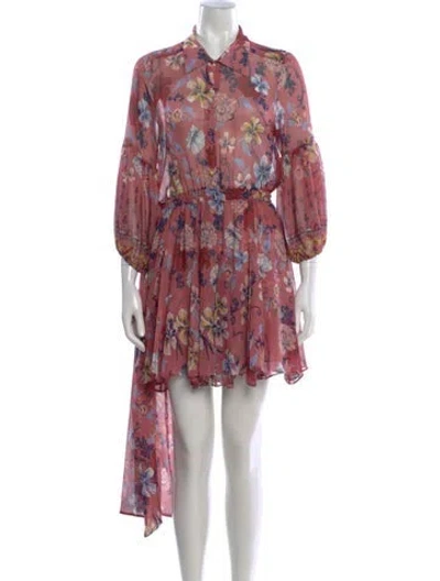 Pre-owned Misa Floral Print Mini Dress In Pink