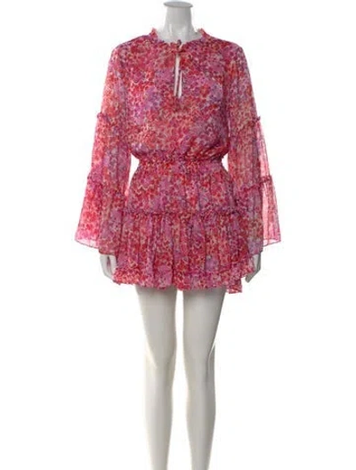 Pre-owned Misa Floral Print Mini Dress In Pink