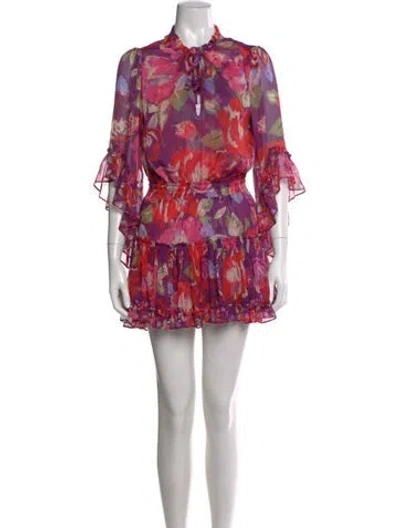 Pre-owned Misa Floral Print Mini Dress In Pink