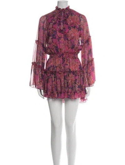 Pre-owned Misa Floral Print Mini Dress In Pink