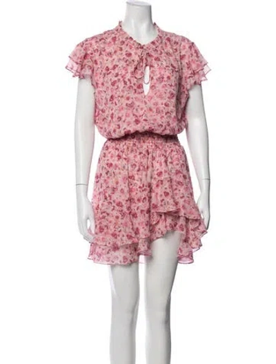 Pre-owned Misa Floral Print Mini Dress In Pink