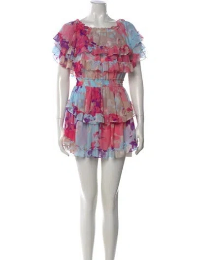 Pre-owned Misa Floral Print Mini Dress In Pink