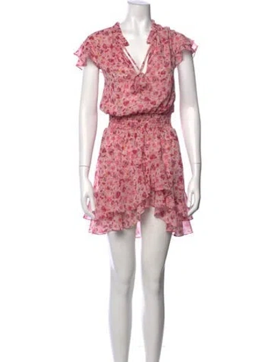 Pre-owned Misa Floral Print Mini Dress In Pink
