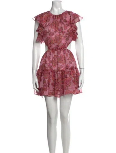 Pre-owned Misa Floral Print Mini Dress In Pink