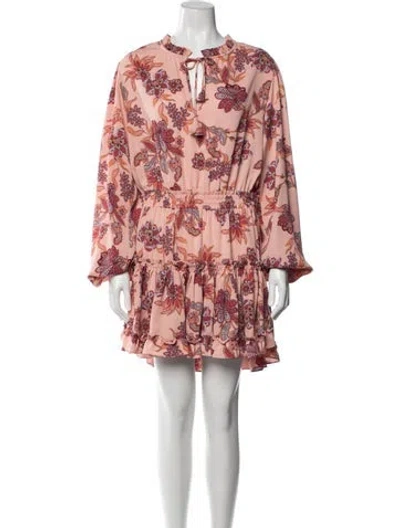 Pre-owned Misa Floral Print Mini Dress In Pink