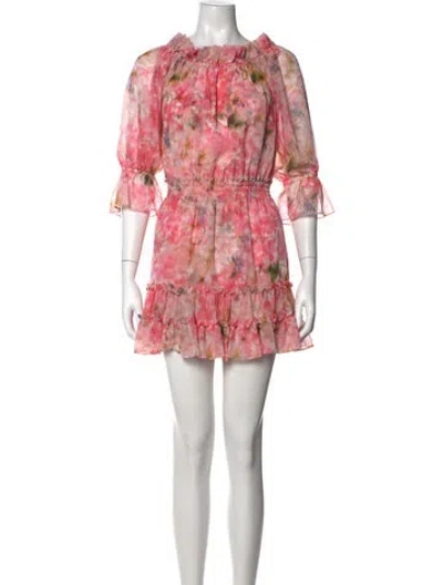 Pre-owned Misa Floral Print Mini Dress In Pink