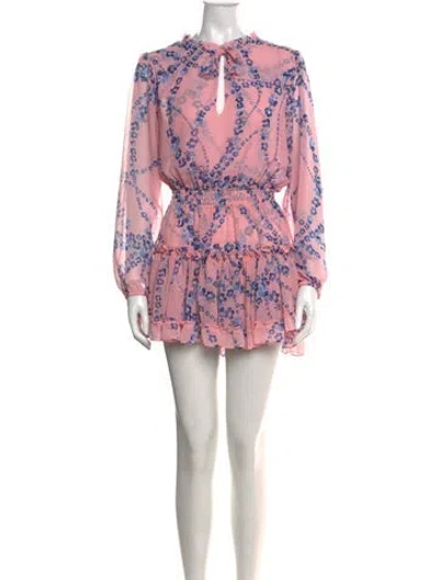 Pre-owned Misa Floral Print Mini Dress In Pink