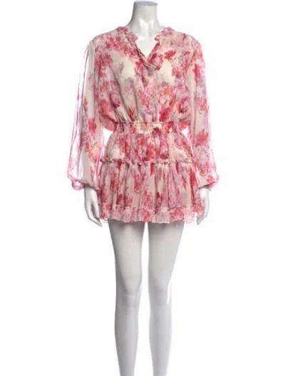 Pre-owned Misa Floral Print Mini Dress In Pink