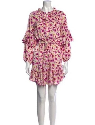 Pre-owned Misa Floral Print Mini Dress In Pink