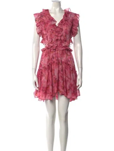 Pre-owned Misa Floral Print Mini Dress In Pink