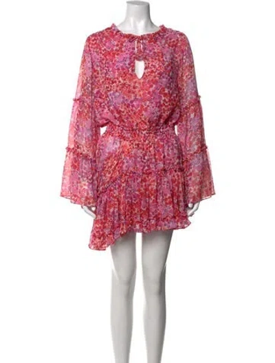 Pre-owned Misa Floral Print Mini Dress In Pink