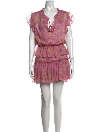 Pre-owned Misa Floral Print Mini Dress In Pink