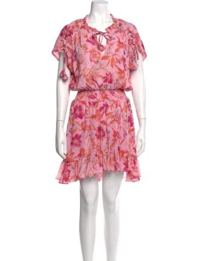 Pre-owned Misa Floral Print Mini Dress In Pink