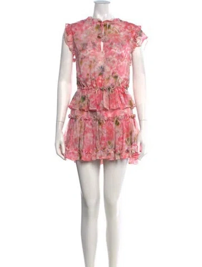 Pre-owned Misa Floral Print Mini Dress In Pink