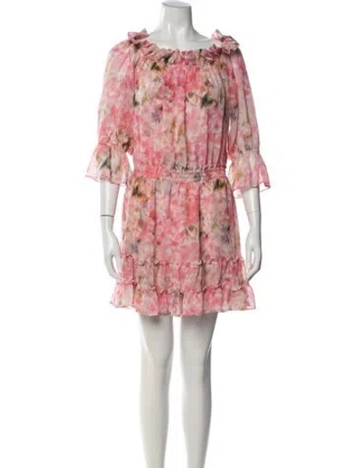 Pre-owned Misa Floral Print Mini Dress In Pink