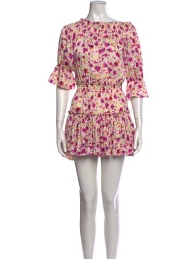 Pre-owned Misa Floral Print Mini Dress In Pink