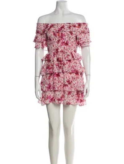 Pre-owned Misa Floral Print Mini Dress In Pink