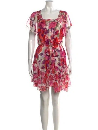 Pre-owned Misa Floral Print Mini Dress In Pink