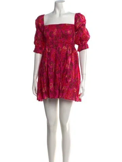 Pre-owned Misa Floral Print Mini Dress In Pink