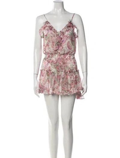 Pre-owned Misa Floral Print Mini Dress In Pink