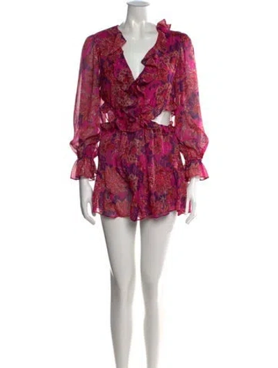 Pre-owned Misa Floral Print Mini Dress In Pink