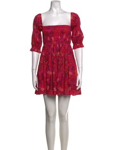 Pre-owned Misa Floral Print Mini Dress In Pink