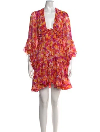 Pre-owned Misa Floral Print Mini Dress In Pink