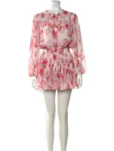 Pre-owned Misa Floral Print Mini Dress In Pink