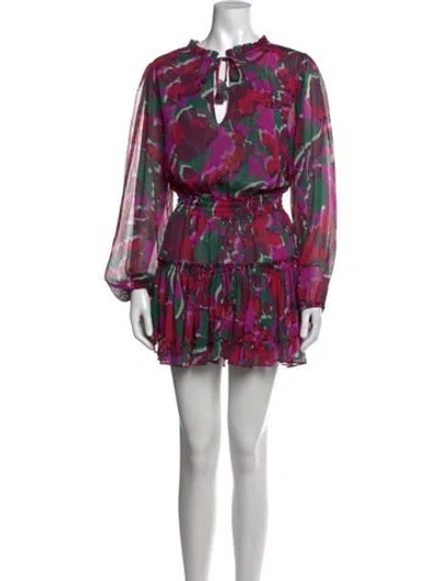 Pre-owned Misa Floral Print Mini Dress In Pink