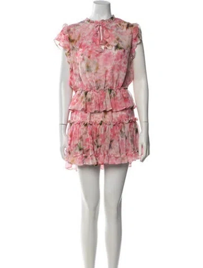 Pre-owned Misa Floral Print Mini Dress In Pink