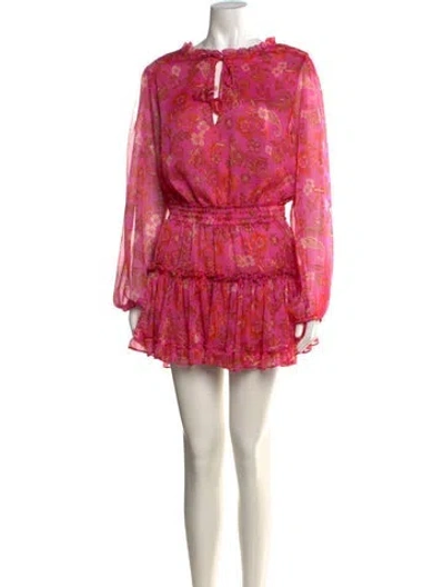 Pre-owned Misa Floral Print Mini Dress In Pink