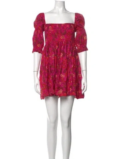 Pre-owned Misa Floral Print Mini Dress In Pink